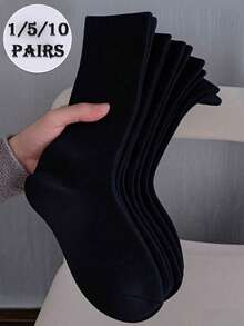1/5/10 Pairs Women's Simple Basic Black Maternity Socks, Ins Style European And American Casual Daily Wear