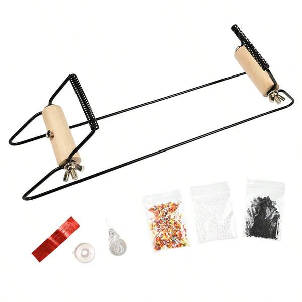 طقم آلة نسج الخرز، يشمل آلة نسج الخرز، خيط، إبر وخرز زجاجي لصنع الأساور والقلائد والأحزمة وغيرها