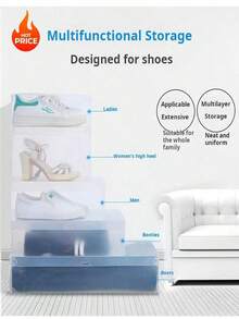 6 piezas/12 piezas/20 piezas Juego de cajas de zapatos de plástico transparente - a prueba de humedad, a prueba de agua, con orificios de ventilación, diseño plegable que ahorra espacio para almacenamiento de zapatos en el dormitorio, caja de almacenamiento de zapatos para el hogar y la vida/almacenamiento y almacenamiento/almacenamiento de zapatos/estante de zapatos