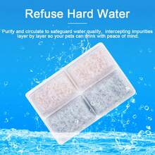 4pcs/8pcs/12pcs Cat Fountain Filter, 4 Grids Rectangular Replacement Filters, Compatible With Pet Fountain, Activated Carbon Filter, Suitable For Automatic Pet Drinking Fountain, Cat & Dog Water Dispenser Accessories - White - View 5