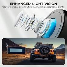10'' Rear View Mirror Camera Full Touch Screen Mirror Dash Cam, Dual Camera Front 1080P And Rear 720P Backup Camera, WDR Night Vision, 24 Hours Parking Mode, G-Senso,Loop Recording, For Cars, Trucks, SUVs-Holiday Gift