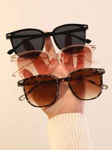 3pcs Women Plastic Geometric Frame Tinted Lens Personalized Fashion Glasses For Vacation For Party Decoration Accessories