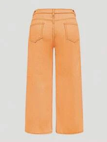 Quần ống rộng dáng suông phong cách đường phố dành cho nữ cỡ lớn, phù hợp cho việc đi làm hàng ngày và mặc đi học, mùa xuân/hè. - Màu Cam san hô - Xem 7