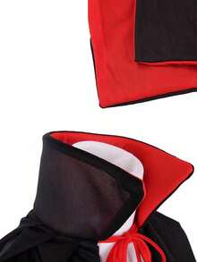 1 pezzo Mantella con cappuccio reversibile rosso e nero, nero e rosso con cappello, accessori per costume da cosplay, decorazioni per feste in maschera, forniture per feste di compleanno, adatto per adulti e adolescenti