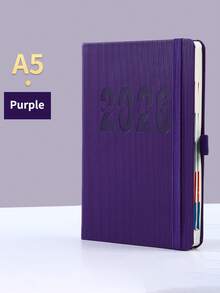 1pc 2026 A5 Calendar Planner, Business Notebook, A5-8.3 Inches X 5.6 Inches, Daily, Monthly, And Weekly Notebooks, Deluxe Deluxe Planner For School Office Schedules (Pink)