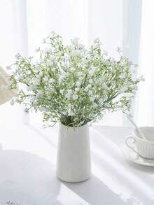 1/3/5 pièces Bouquet de fleurs artificielles vertes de Gypsophila, bouquet de mariage de fête d'anniversaire de jardin extérieur, décoration de maison de centre de table de vase, décoration du Nouvel An, rentrée scolaire