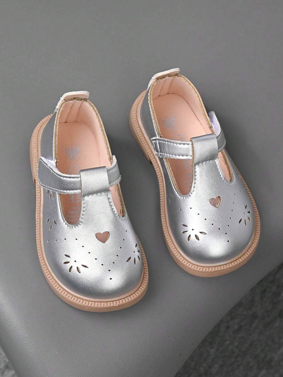 女童皮鞋，春秋新款公主鞋，小女孩软底鞋 - 銀色 - 查看 1