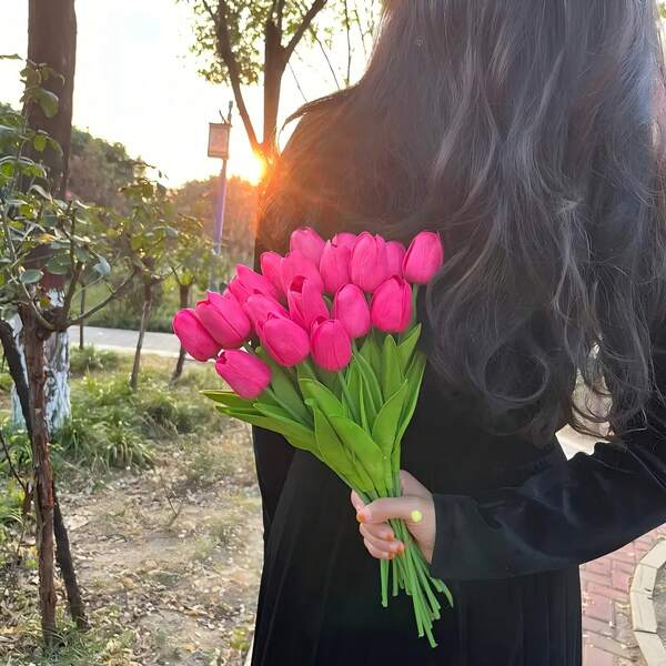 1/3/8/12pcs Artificial Tulip Flowers Decor, Home Decoration Accessories, Fake Flowers For Living Room & Bedroom