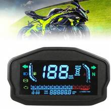 Motorcycle Instrument Cluster Speedometer Tachometer LCD Digital Display Water Temperature Oil Level Meter - Negro - Ver 3