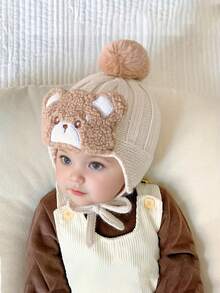1 Piece Cute Knitted Baby Hat, Bear Design - Perfect Choice For Winter Outings - Suitable For Babies - Multicolor - View 9