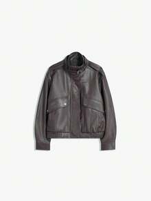 OUTTA BOX Vintage Distressed Washed PU Casual Women Jacket For Autumn - Mocha Brown - View 6