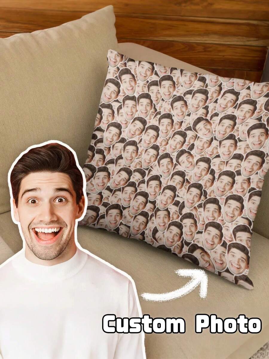 1pc Custom Funny Face Pillow Cover, Multi-Face Pillowcase, Personalized Plush Couple Pillow Cover, Custom Birthday/Anniversay Gifts,Christmas Gifts,Personalised Gifts,Customised Gifts, Gifts For Boyfriend,Ideal Gifts For Girlfriend,Ideal Gifts For Friends - Multicolor - View 1