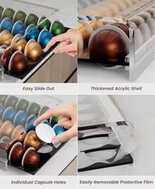 One-Piece Acrylic Coffee Capsule Storage Rack Drawer Coffee Machine Base Display Stand