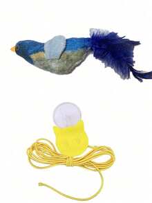 Juguete para gato con pájaro realista que hace sonidos de aleteo, juguete interactivo para gatos con pájaro que chirría, sin necesidad de batería, que simula el juego de caza del gato, con alas que aletean y pájaro que chirría, adecuado para gatos de interior