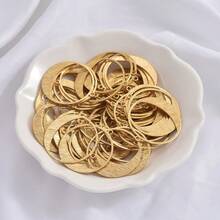 10pcs Raw Brass Single Hanging Half-Circle Earrings Pendant With Hollowed-Out And Drawbench Design, DIY Jewelry Making Supplies - Brass Color - View 5