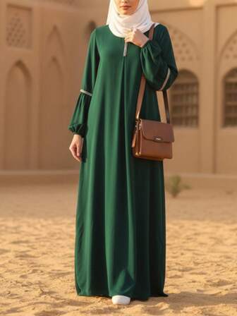 Vestido largo de manga larga tipo abaya de moda, ropa árabe tradicional casual con lentejuelas, modesta