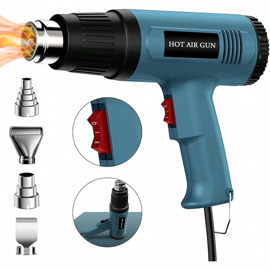 Heat Gun With 4 Nozzles Accessories, Various Temperature Control 60℃ To 600℃, Fast Heating 2000W Hot Air Gun For Crafts Shrinking Pvc Pipe Wraps Removing Paint With 2m Cable Easy To Operate 51605638 - View #6