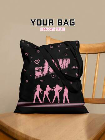 九周年“JUMP”&“BLACK DEADLINE”世界巡回演唱会手提购物袋 - Kpop BLINK风格帆布手提袋，可重复使用，是送给Kpop粉丝的完美圣诞节和万圣节礼物