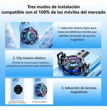 Enfriador de teléfono para juegos, ventilador de enfriamiento universal para teléfonos móviles, estuche radiador de teléfono móvil compatible con , Android y teléfonos inteligentes de 4.5 a 7 pulgadas, enfriador de teléfono celular para transmisión en vivo para accesorios de juegos e-sports silenciosos - Negro - Ver 7