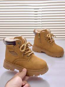 1 Pair Children's Autumn/Winter Boots, Casual Comfortable Student Shoes, Mid-Top High-Top Warm Lining Boots For Boys And Girls