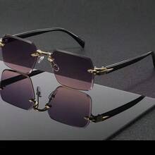 1 pieza Gafas de moda sin marco de unicolor retro, gafas sin montura de metal de alta gama unisex, adecuadas para vacaciones, viajes, fotografía callejera, senderismo, fiestas, festivales de música y como un regalo ideal