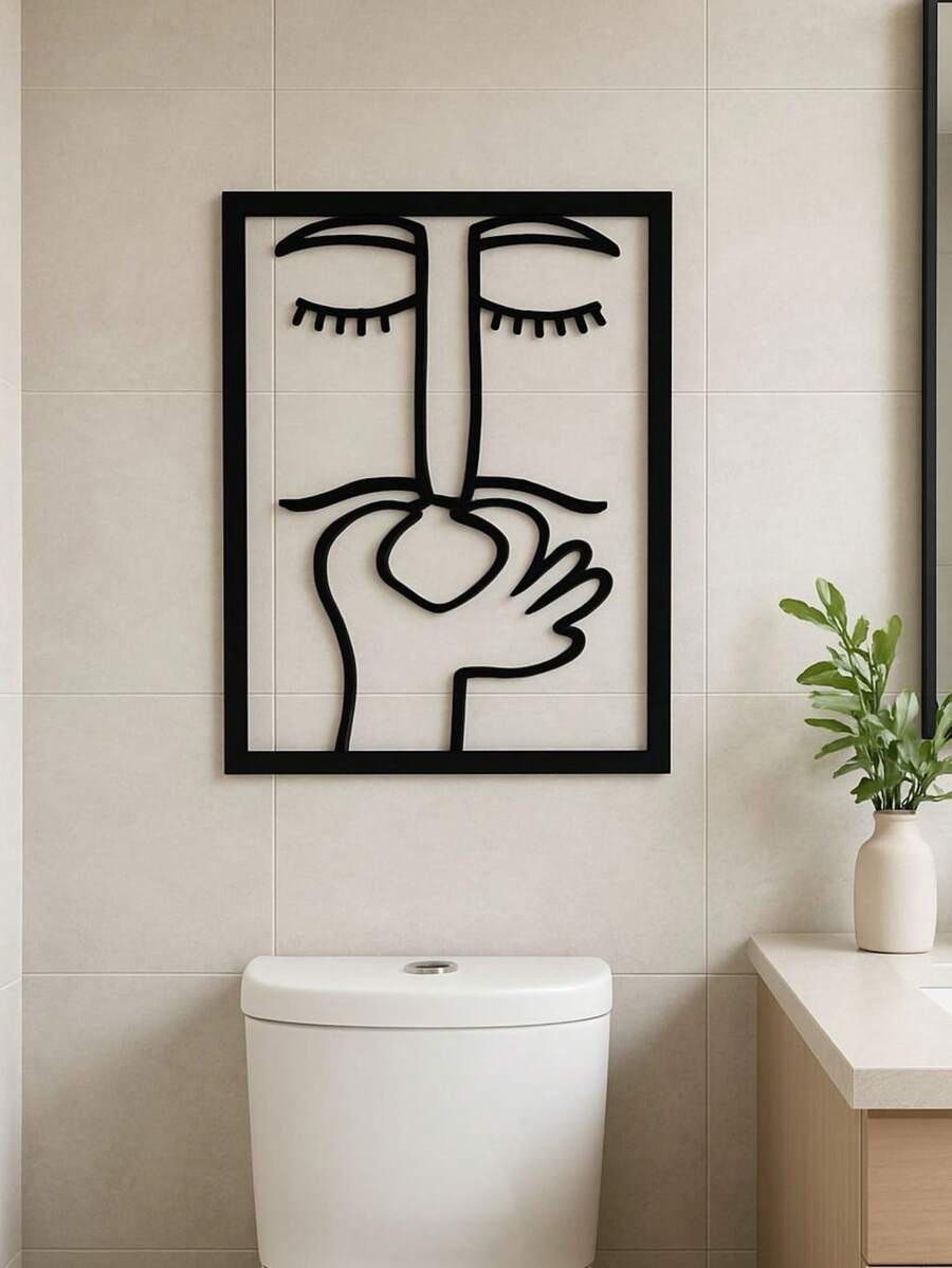 Fun Decorative Frame For Minimalist Bathroom In Black MDF - Black - View 1