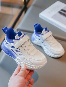 New Stylish Contrast Color Hook And Loop Sports Shoes For Teenagers - Shock Absorbing Breathable Mesh Shoes, Comfortable Lining Won't Hurt Feet, Suitable For Outdoor Running And Walking, All Season Wear