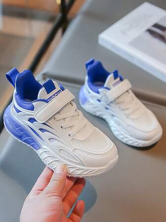 Nuevos zapatos deportivos con cierre de gancho y bucle de color contrastante para adolescentes - Zapatos de malla transpirables con amortiguación de impactos, forro cómodo que no lastima los pies, adecuados para correr y caminar al aire libre, uso en todas las estaciones