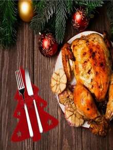 Porte-couverts en forme de sapin de Noël, mini sapin de Noël en feutre, set de couverts avec motif de sapin de Noël, convient pour des sacs à fourchettes ou à cuillères, sacs de couteaux et fourchettes de décoration de Noël, sacs à couverts, sets de table et serviettes, convient pour les maisons et les restaurants