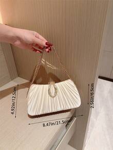 1 chiếc ví cầm tay dự tiệc hình hộp xếp ly thanh lịch dành cho nữ, túi xách tay cầm tay đính vòng tay lấp lánh sang trọng, ví cầm tay dự tiệc tối trang trọng quyến rũ, thích hợp cho các buổi hẹn hò, dạ hội, sinh nhật, tụ họp trang trọng - Màu be - Xem 6