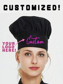 Customized Chef Hat, Adult Adjustable Elastic Baker Kitchen Cooking Chef Cap, Dust-Proof Hat, Work Hat For Bakery, Cafe, Dessert Shop, Restaurant, Kitchen, Anti-Hair Loss, Washable And Reusable