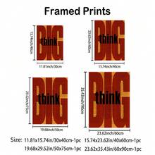 1pc Framed "Think Big" Art, Ideal For Home Offices Or Motivational Spaces, Perfect For Ambitious Individuals, Wall Arts, Posters For Bars, Restaurants, Cafes Pubs, Room, Room Decoration - 彩色 - 查看 7