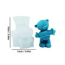 1 szt. walentynkowa forma na świeczkę w kształcie serca z motywem misia "LOVE", ręcznie robiona dekoracja na prezent, łatwa do wyjęcia z formy i ponownego użycia - Biały - Zobacz 6