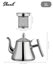 shoxil 1pc Stainless Steel Teapot With Infuser, Insulated Coffee Pot, Water Pot, Coffee Kettle, Boiling Tea Kettle, For Home, Hotel, Cafe, Restaurant - Pot - View 8