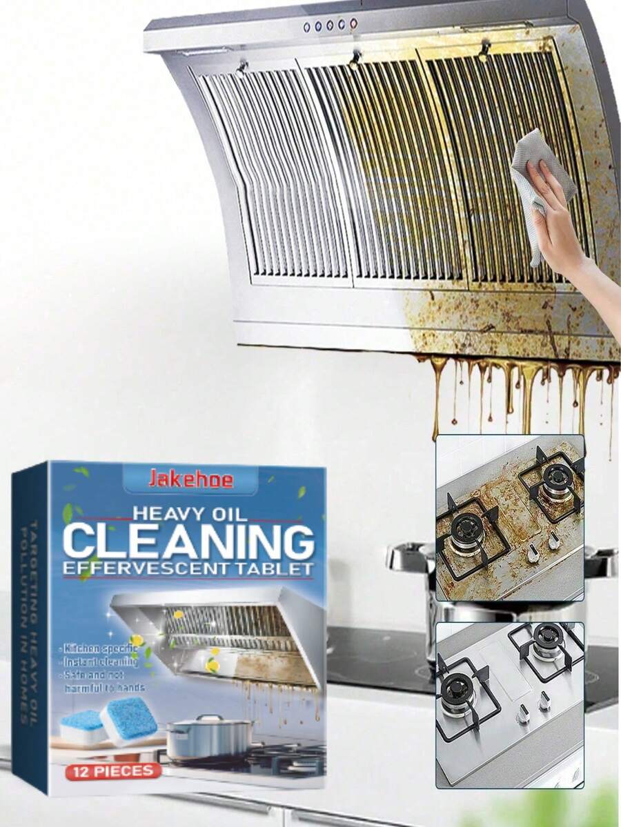 JUE FISH 厨房清洁泡腾片，去除厨房炉灶、烤箱和排气扇上的厚重油脂、油渍和污垢 - 彩色 - 查看 1