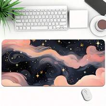1pc Extra Large Star Cloud Gaming Mouse Pad - Extended Version, Thick, Non-Slip Rubber Base, Diatomite Desk Mat, Washable, Suitable For Daily Office Use Desk Accessories Office Supplies Office Desk Accessories Mousepad Mouse Pad For Desk - Stars and Clouds - View 4