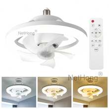 Ceiling Fan LED Lamp With E27 Base 3 Speed Socket Fan Lamp Remote Control Modern LED Ceiling Fan For Bedroom Living Room Kitchen - White - View 1