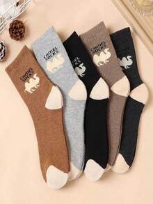 5 Paar neutrale, warme, dicke Woll-Ringelsocken, weich, bequem, modisch, für Outdoor-Wanderungen, Paar, kältebeständig, Skisocken