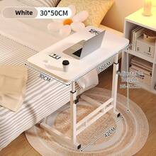 1pc Adjustable Height Bedside Table - Heavy Duty Space-Saving Mobile Desk With Sturdy Legs, Suitable For Home Office, Bedroom, Dorm, Modern Style Furniture, Smooth Surface Compact Workstation, Small Space Living, Bedroom Desk, Computer Desk, Office Desk, Adjustable Table, Study Desk, Dorm Essential, Contemporary Furniture, Minimalist Design, Lightweight Material, Durable Structure, Apartment Dwellers, College Students