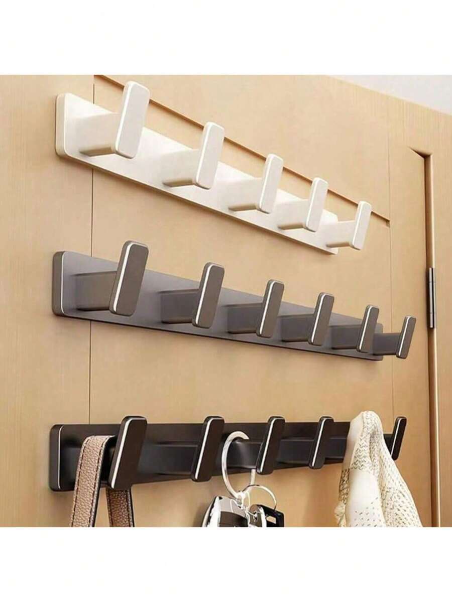 Perchero, Perchero de 5 ganchos de aluminio, Ganchos de almacenamiento montados en la pared, Ganchos para abrigos/llaves rústicos para baños, cocinas y entradas, Adecuado para baños, cocinas, dormitorios, pasillos - No se requiere cableado, Material resistente a la humedad, Toallero