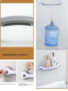 1 عبوة مقبض حمام بشفاط أبيض بطول 16 بوصة - قبضة دش مضاد للانزلاق، بدون تركيب ثقب، مساعدة حمام مضاد للسقوط للمسنين، حوض الاستحمام والمرحاض (سعة 300 رطل)