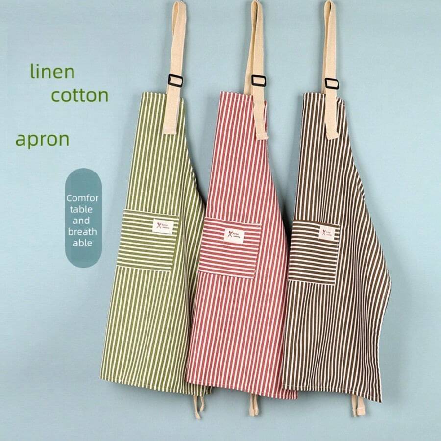 Tablier rayé, tablier de taille mode et respirant pour la cuisine, le restaurant