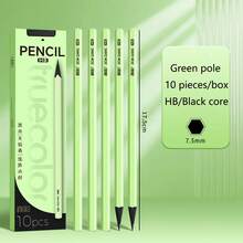 10支装黑色木质六角笔杆铅笔，不易折断，2B/HB笔芯，黑木铅笔，抽屉盒装，每盒10支，适用于学生、成人学习和办公，2B/HB黑木铅笔，教室、办公室、美术用品、学校用品