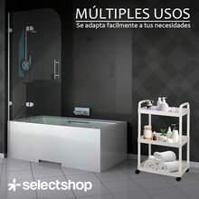 Plástico, Rodante Multiusos, Fácil de Montar HG55C1 Carrito Organizador de 3 Niveles, Carrito de Serviciocon Ruedas Universal, Carrito de Almacenamiento de - BLANCO - Ver 1