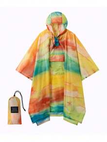 3-In-1 Multifunctional Hooded Rain Poncho For Adults With Neckline Buttons, Portable Raincoat With Pockets, Lightweight Rain Jacket For Women And Men Outdoor Activities