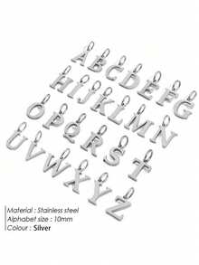1 Piece Of Punk-Style Silver Stainless Steel Clasp Letter Pendant Necklace, With A Paper Clip Chain Design. Suitable For Both Men And Women To Wear.