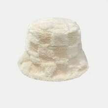 新款时尚渔夫帽，男女通用秋冬米色棋盘格羊毛渔夫帽，日本羔羊毛护耳渔夫帽，韩国百搭保暖羊毛渔夫帽 - 棋盤格 - 查看 12