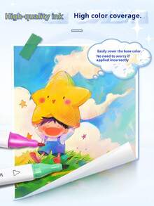 طقم أقلام تحديد ذات طرفين، أقلام رسم فنية قابلة للغسيل للأطفال وطلاب المرحلة الابتدائية، أقلام تحديد متعددة الألوان على أساس المياه للرسم والتلوين