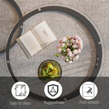 Nesting Coffee Table, 23.6" Round Coffee Table Set Of 2, Glass Nesting Table With Metal Frame, Ceter Tables For Living Room Bedroom Balcony - Black - View 7