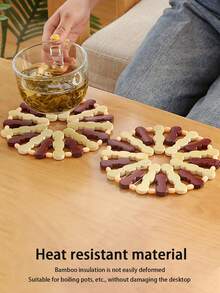 Bamboo Heat Insulation Mat, Pot Holder, Dining Table Placemat, Bowl Pad, Plate Coaster, Square/Round Shape,Home And Kitchen Must-Haves, Kitchen Utensils And Equipment As Christmas Practical Gifts
